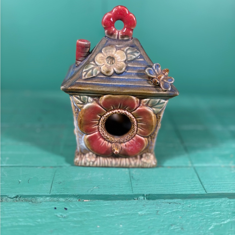 Floral Ceramic Birdhouse